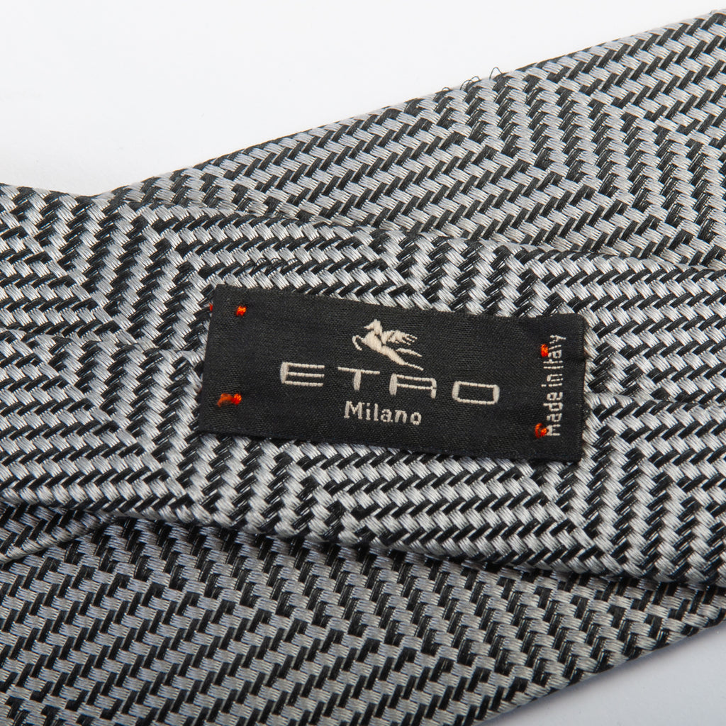 Etro Milano Grey Herringbone Tie