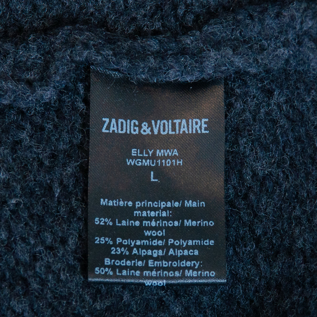 Zadig & Voltaire Grey Rock & Roll Oversized Mock Neck Sweater