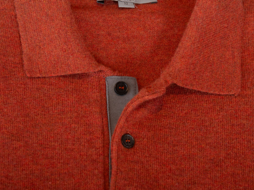 Canali Rust Orange Collared Knit Sweater