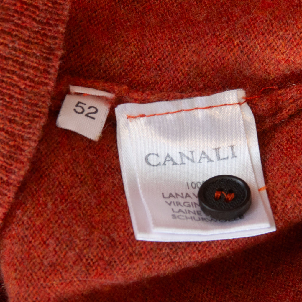 Canali Rust Orange Collared Knit Sweater