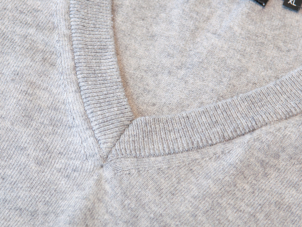 Hugo Boss Grey Wool-Cotton Badu V-Neck Sweater