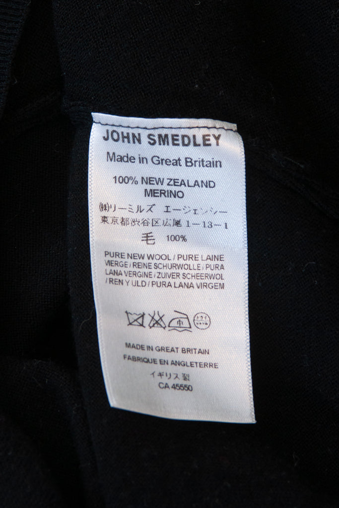 John Smedley Black New Zealand Merino Wool V-Neck Sweater