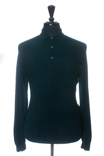 Filippo DeLaurentis Green Extrafine Merino Collared Sweater