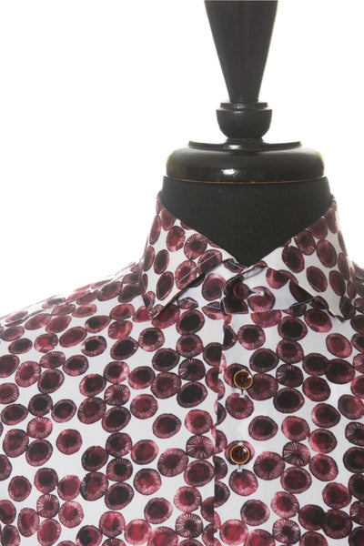 R2 Amsterdam Brown Dotted Print Dress Shirt