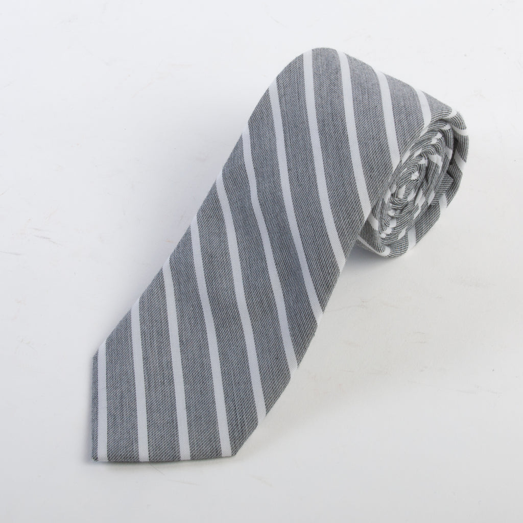 Spier & Mackay Grey Striped Cotton Tie