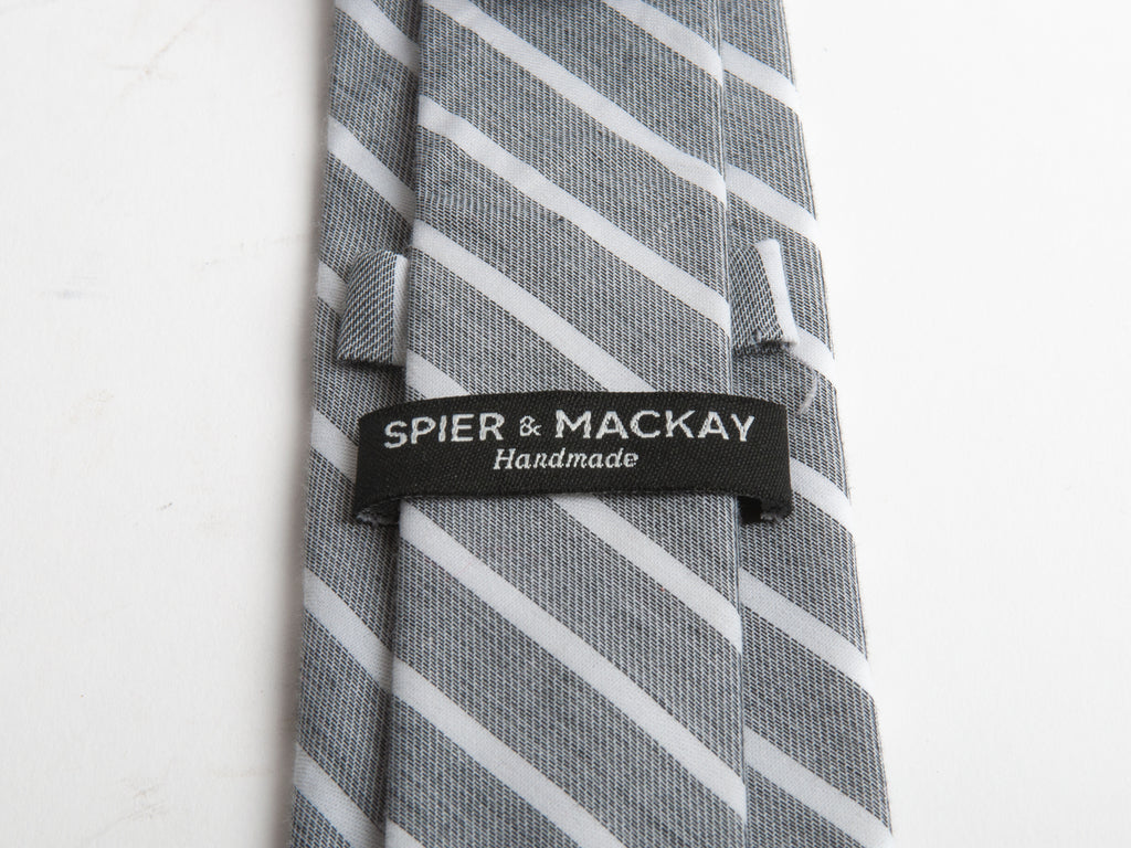 Spier & Mackay Grey Striped Cotton Tie