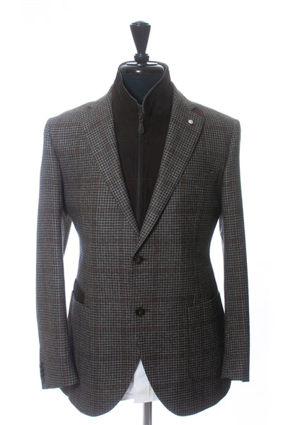 Luigi Bianchi Mantova Brown Check Blazer