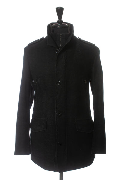 Hugo Boss Charcoal Black Twill Cossam Coat