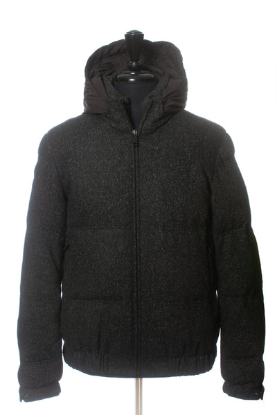 ZZegna Grey on Brown Tweed Down Puffer Jacket