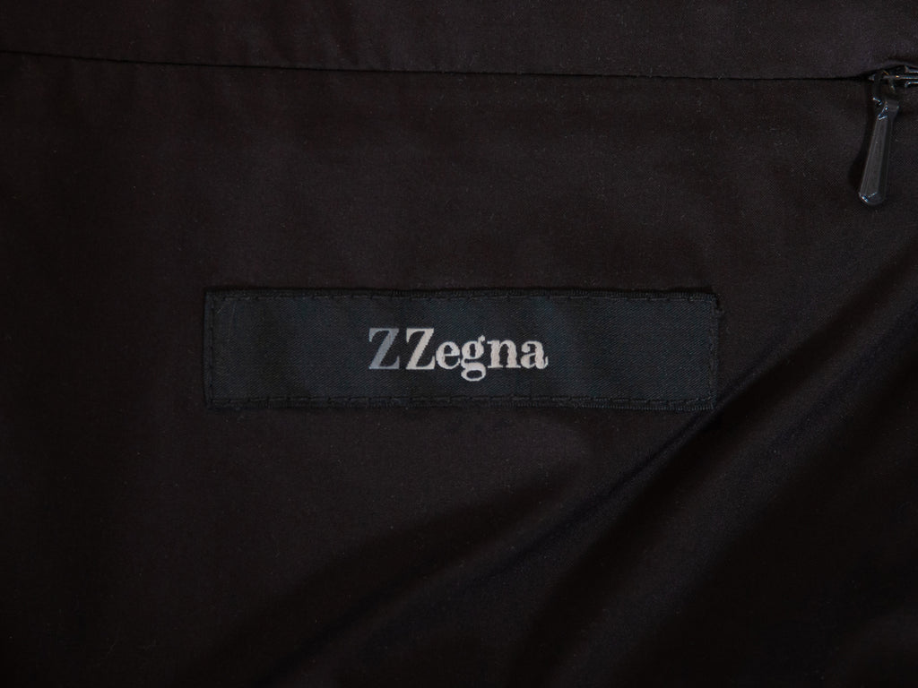 ZZegna Grey on Brown Tweed Down Puffer Jacket