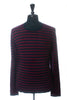 Saks Fifth Avenue NWT Black and Burgundy Striped Cashmere Crewneck Sweater