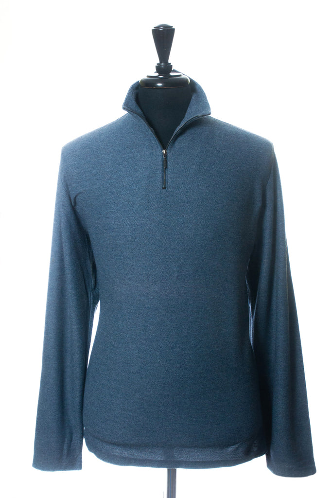 Armani Collezioni Blue Quarter Zip Sweater