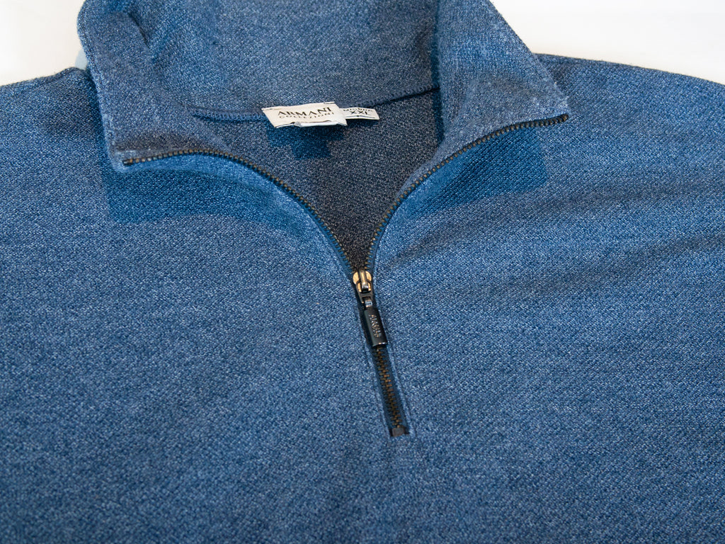 Armani Collezioni Blue Quarter Zip Sweater