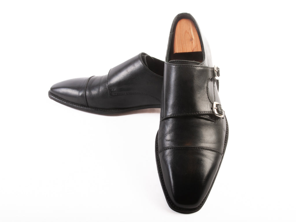 Harry Rosen Made in Italy Black Double Monk Strap Shoes