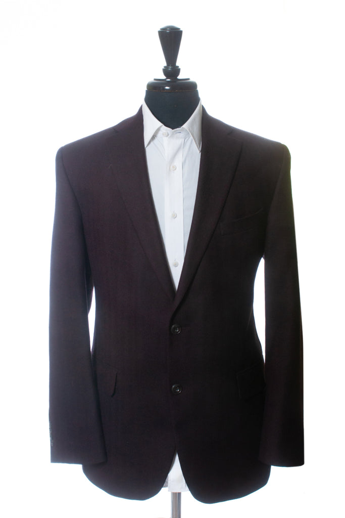 Jack Victor for David Colonna Burgundy Herringbone Twill Conway Blazer