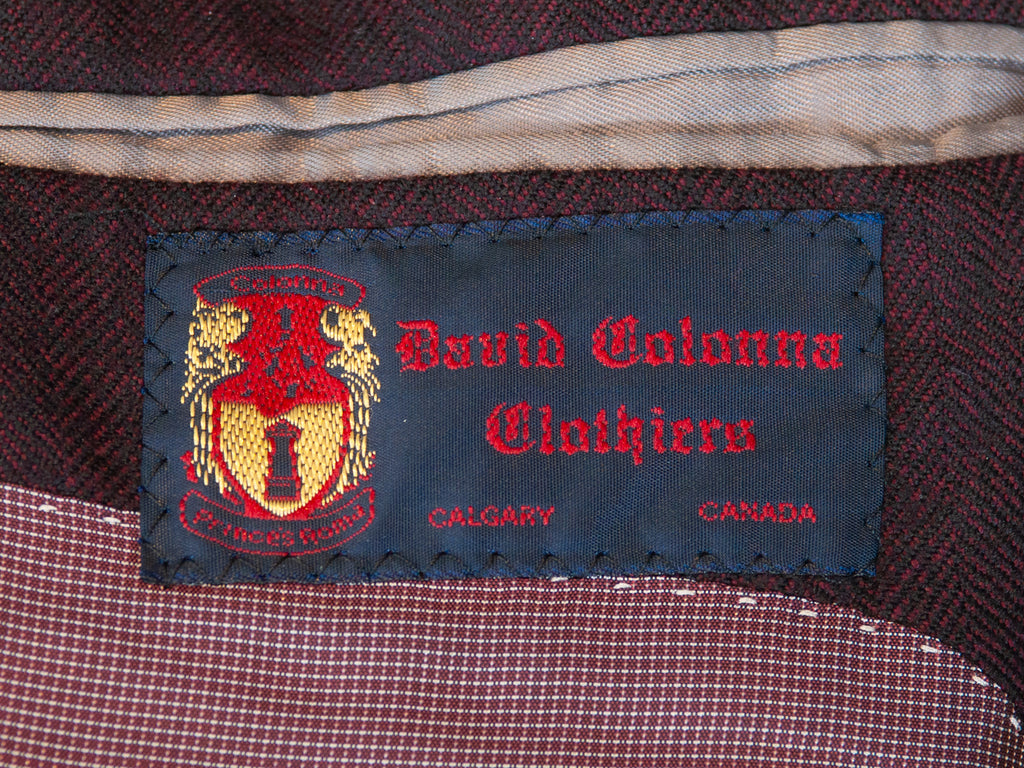Jack Victor for David Colonna Burgundy Herringbone Twill Conway Blazer