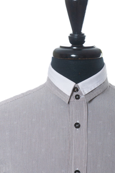 Dolce & Gabbana Sand Brown Micro Striped Slim Fit Shirt
