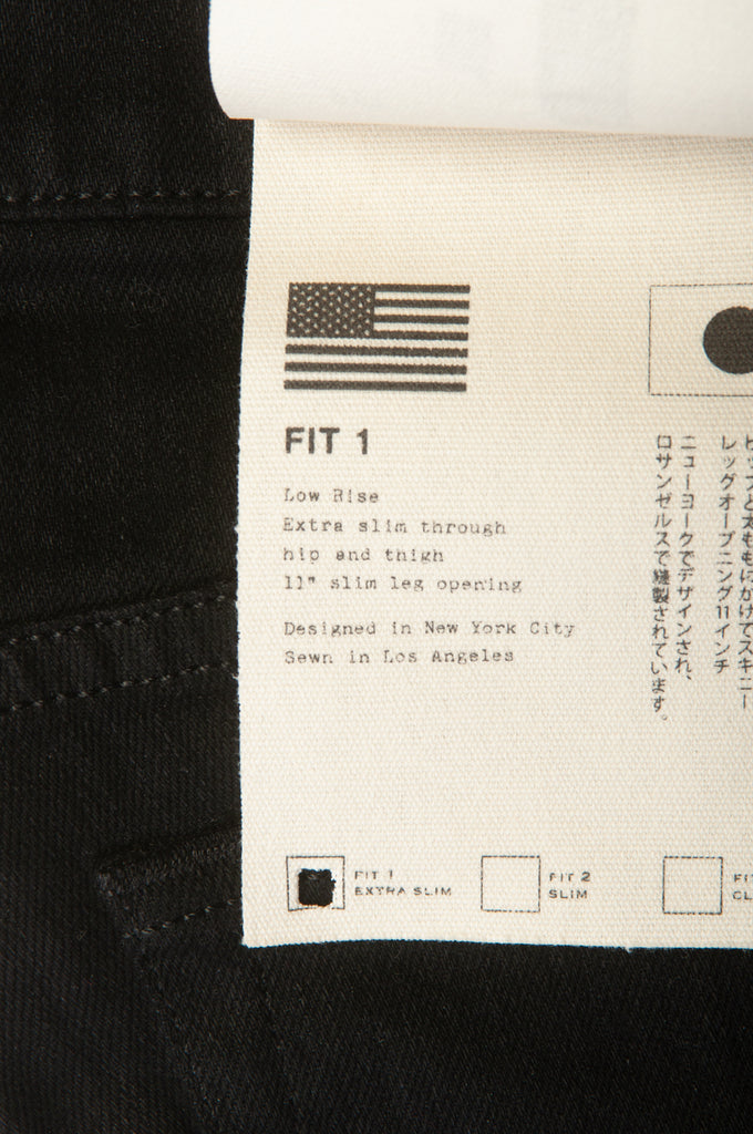 Rag & Bone Black Fit1 Extra Slim Fit Jeans