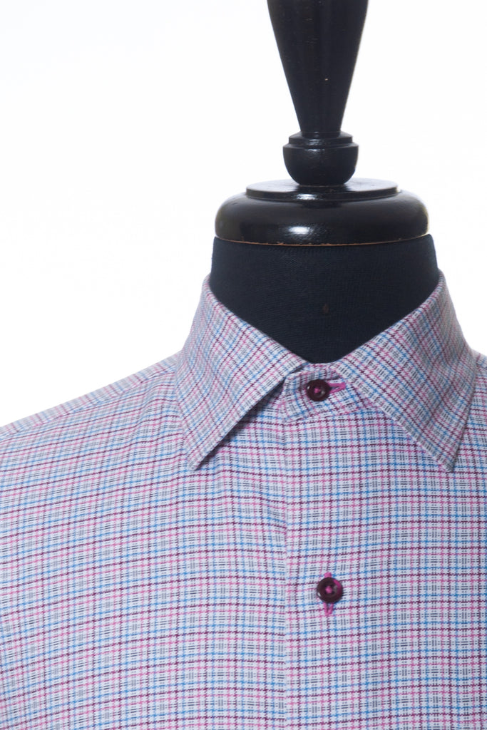 David Donahue Multi Check Dress Shirt