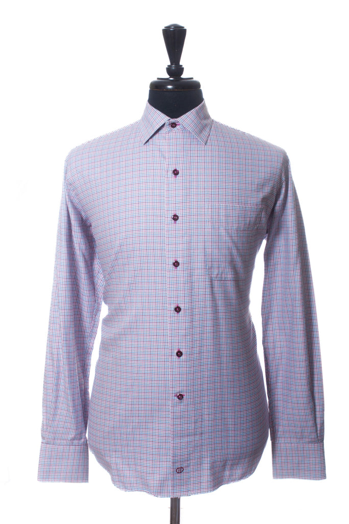 David Donahue Multi Check Dress Shirt