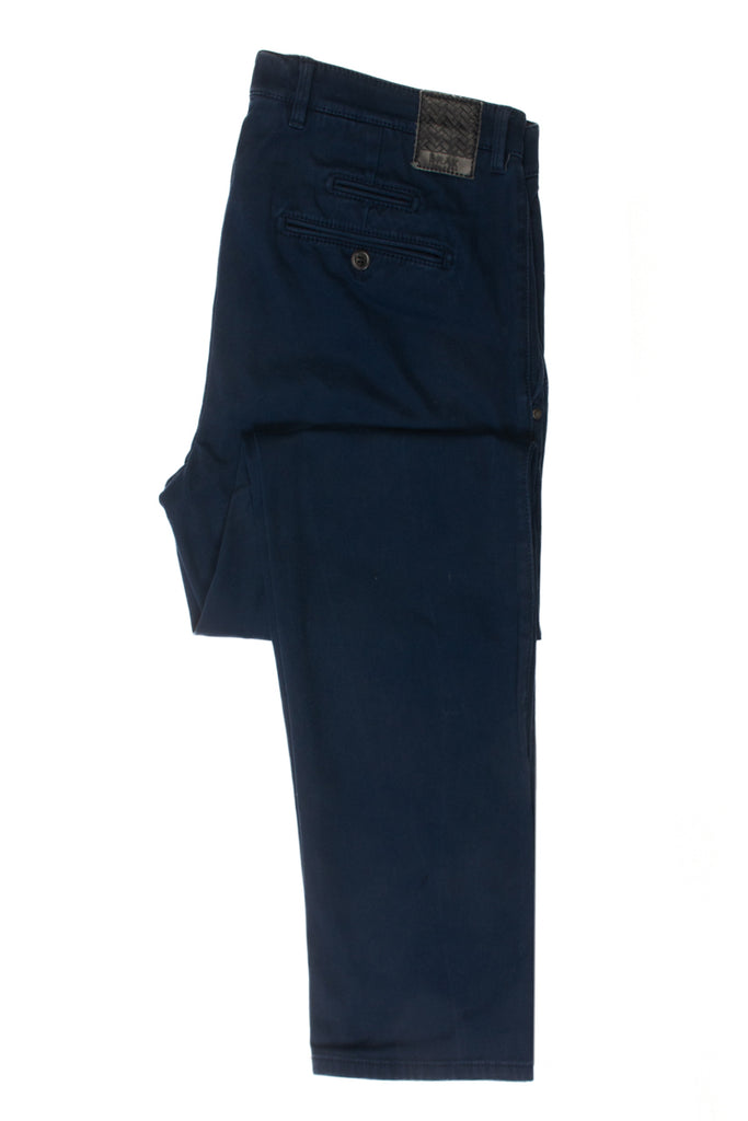 Brax Washed Navy Blue Stretch Twill Fabio Slim Pants