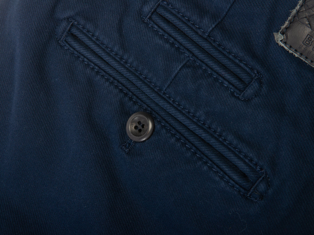 Brax Washed Navy Blue Stretch Twill Fabio Slim Pants