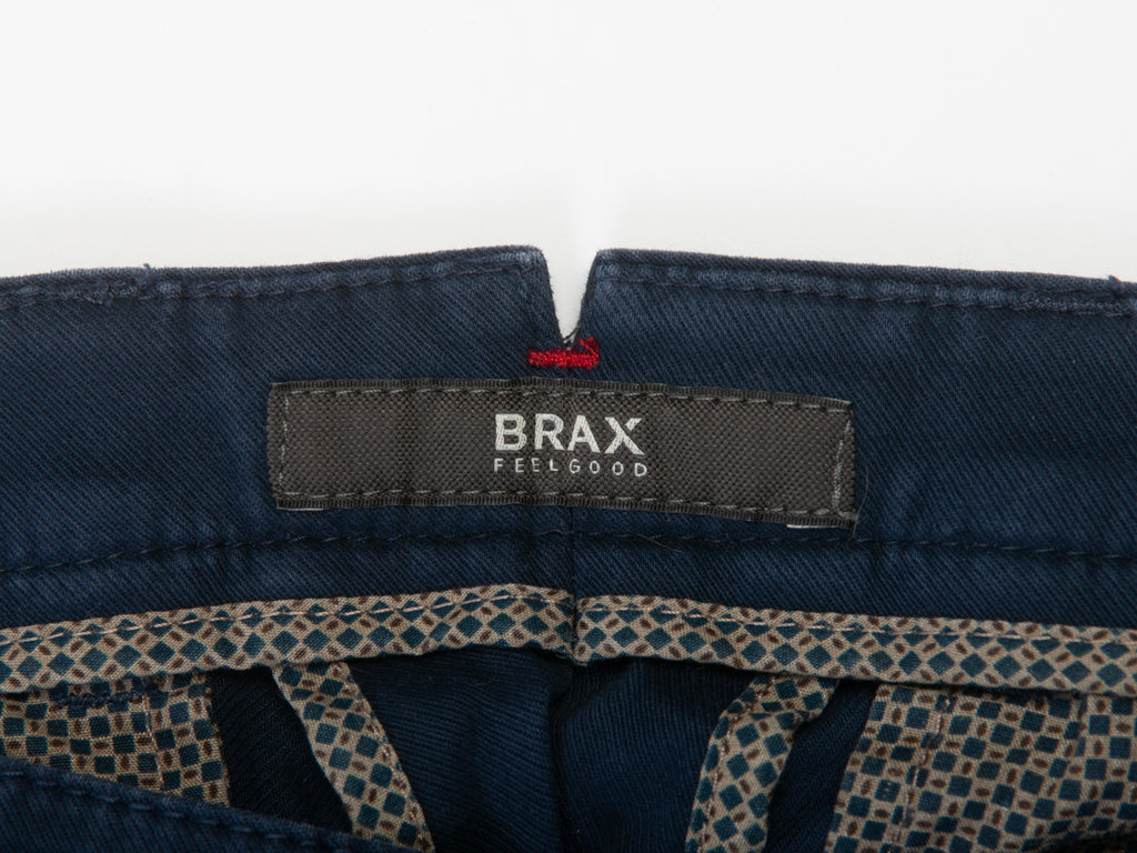 Brax Washed Navy Blue Stretch Twill Fabio Slim Pants