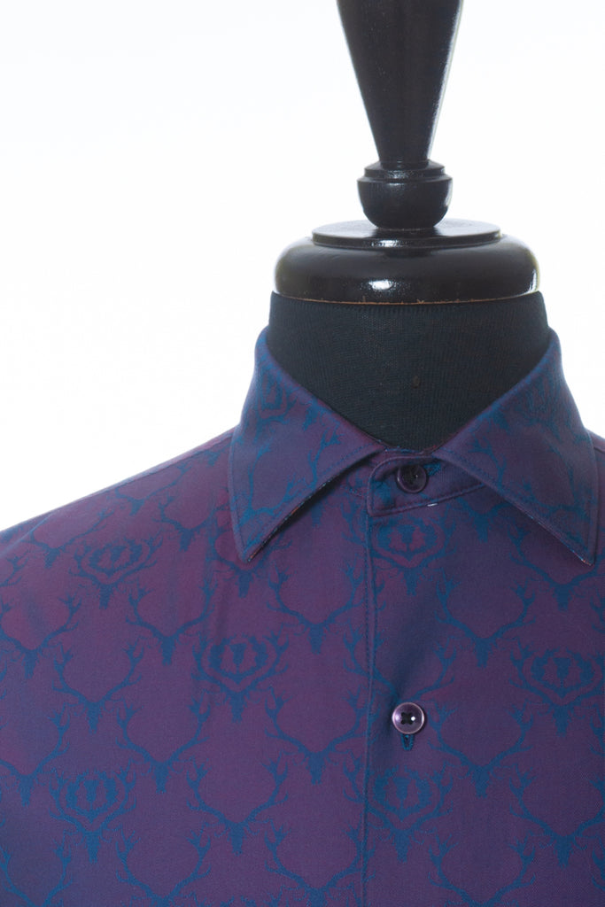 Robert Graham Purple Damask Print Classic Fit Shirt