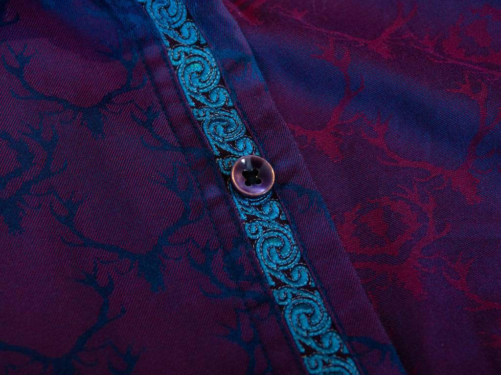 Robert Graham Purple Damask Print Classic Fit Shirt