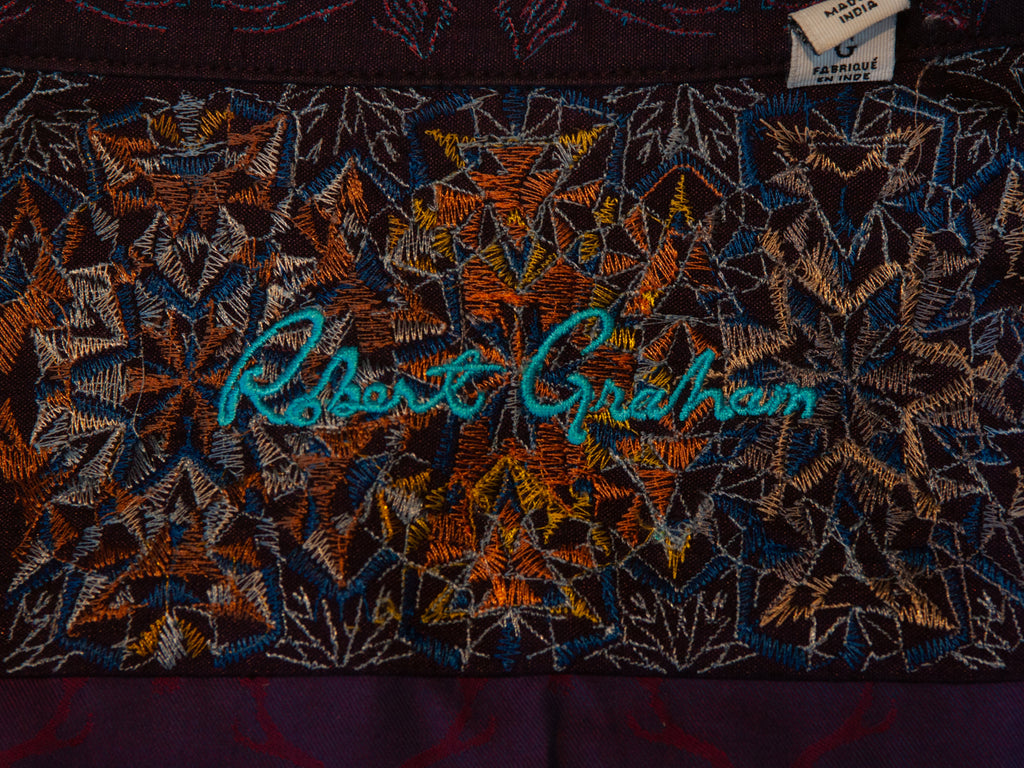 Robert Graham Purple Damask Print Classic Fit Shirt
