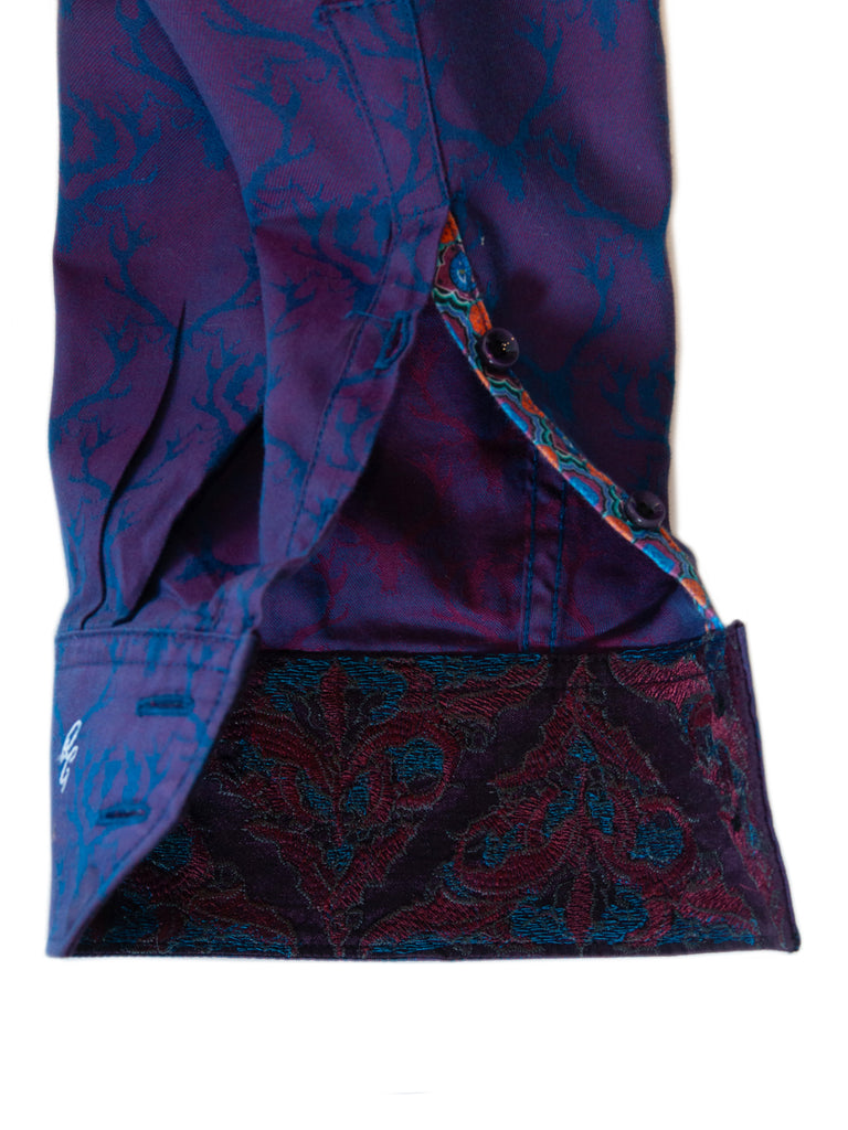Robert Graham Purple Damask Print Classic Fit Shirt