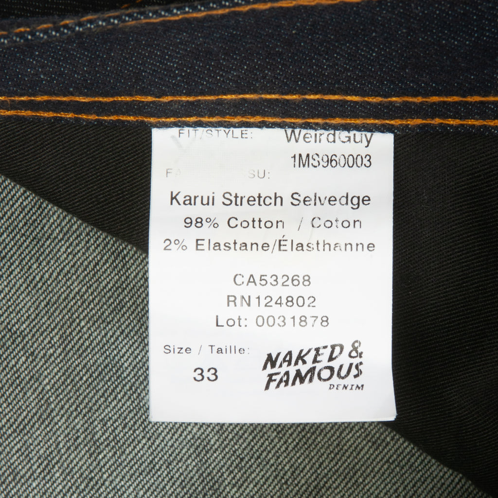 Naked & Famous Massdrop Blue Karvi Stretch Selvedge WeirdGuy Jeans
