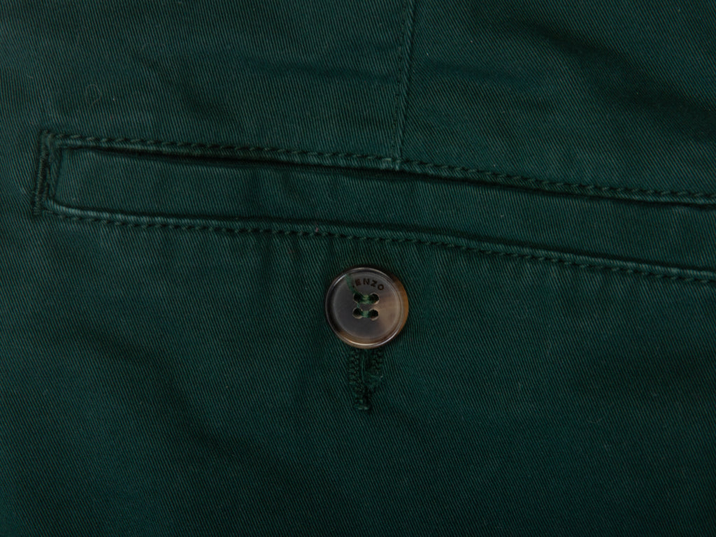 Kenzo Washed Green Single Pleat Slim Pants