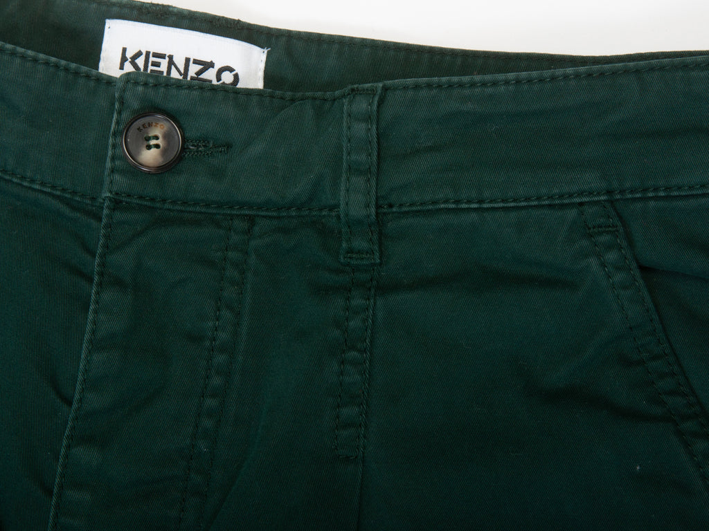 Kenzo Washed Green Single Pleat Slim Pants