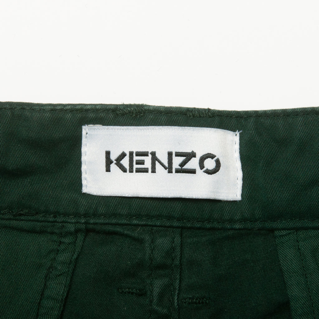 Kenzo Washed Green Single Pleat Slim Pants