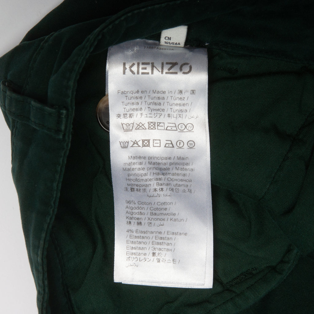 Kenzo Washed Green Single Pleat Slim Pants