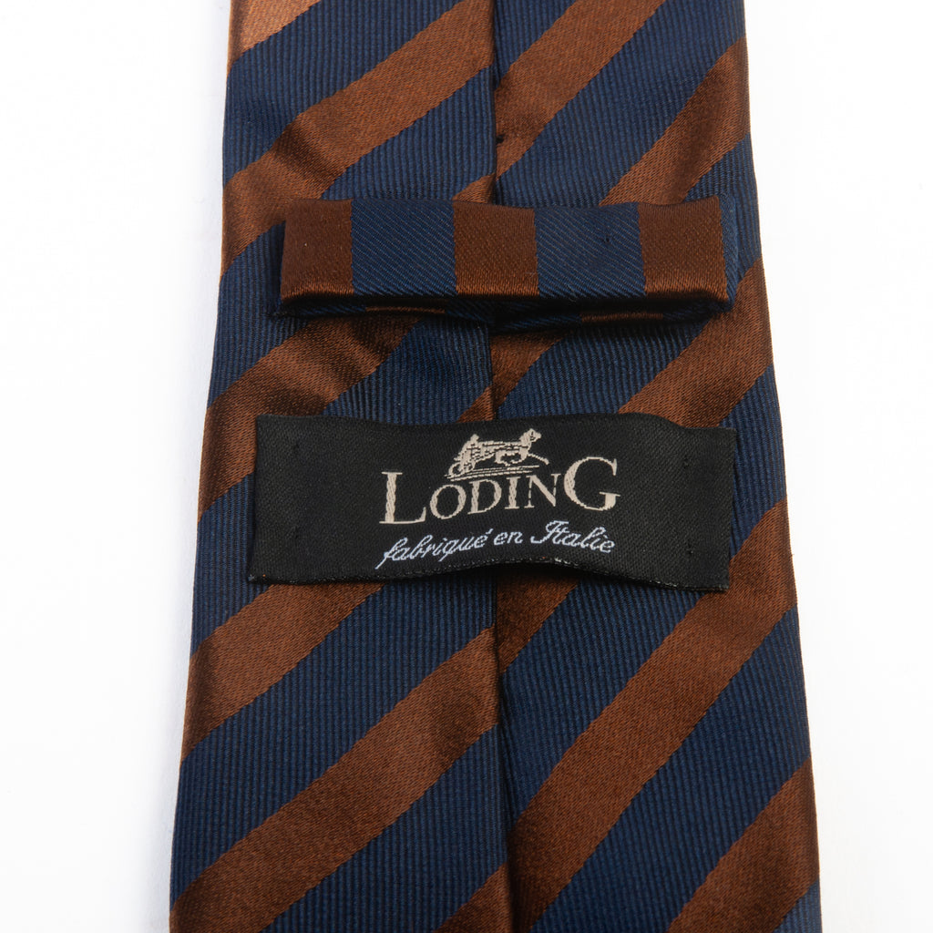 Loding Brown on Navy Blue Striped Tie