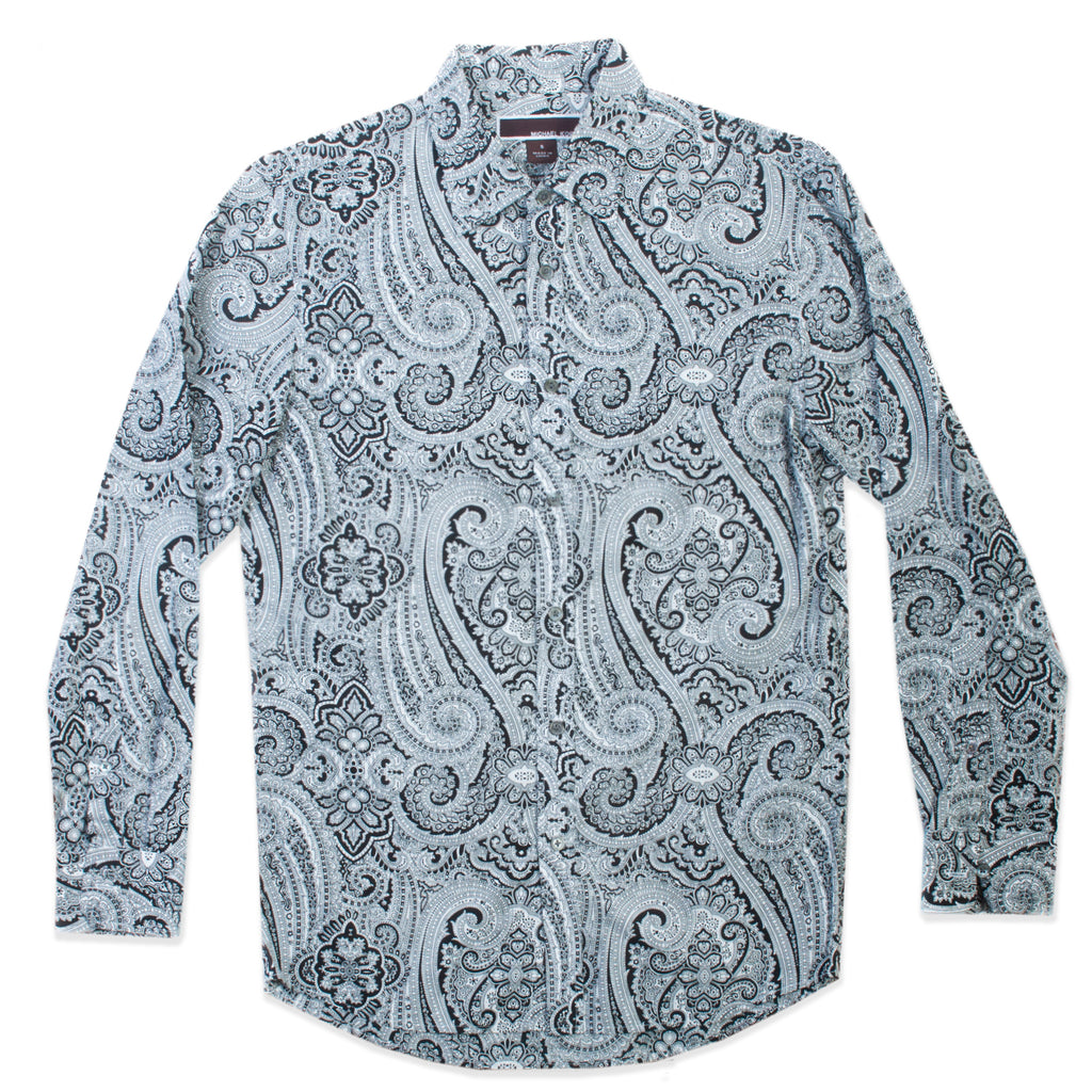 Michael Kors Black Paisley Print Tailored Fit Shirt
