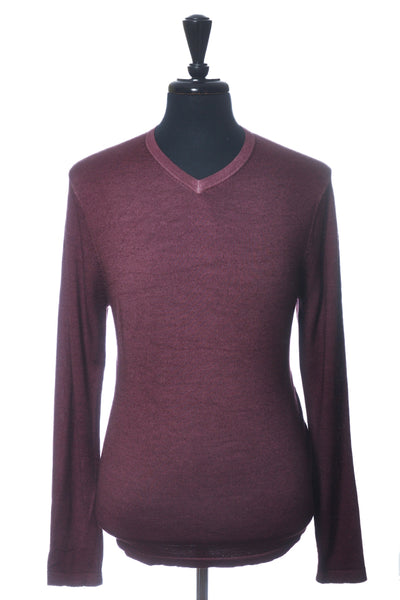 Patrick Assaraf Plum Garment Dyed V-Neck Sweater