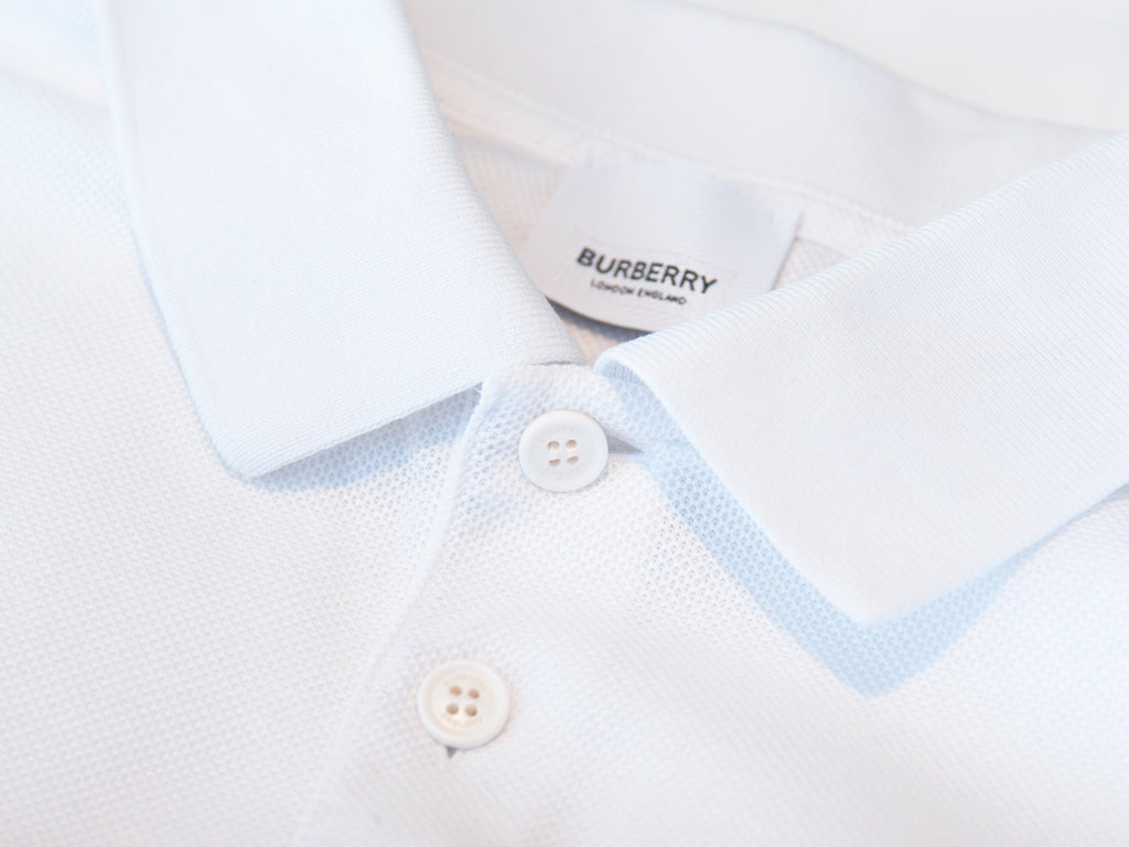 Burberry London White Text Polo Shirt