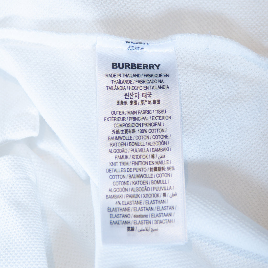 Burberry London White Text Polo Shirt