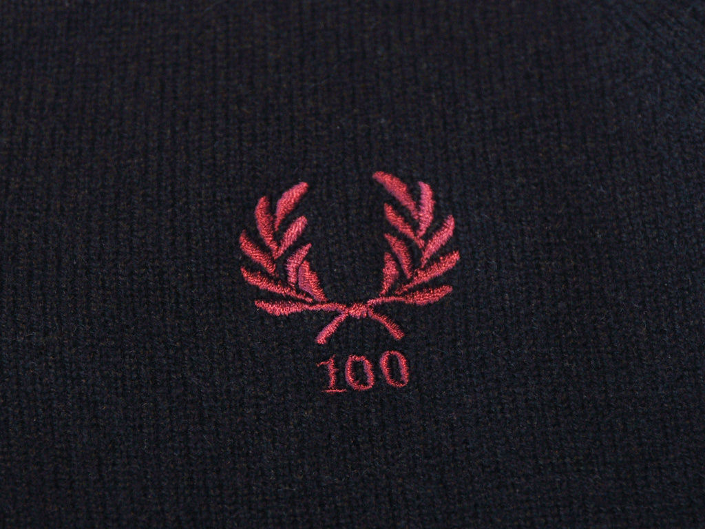 Fred Perry Black Scottish Lambswool V-Neck Sweater