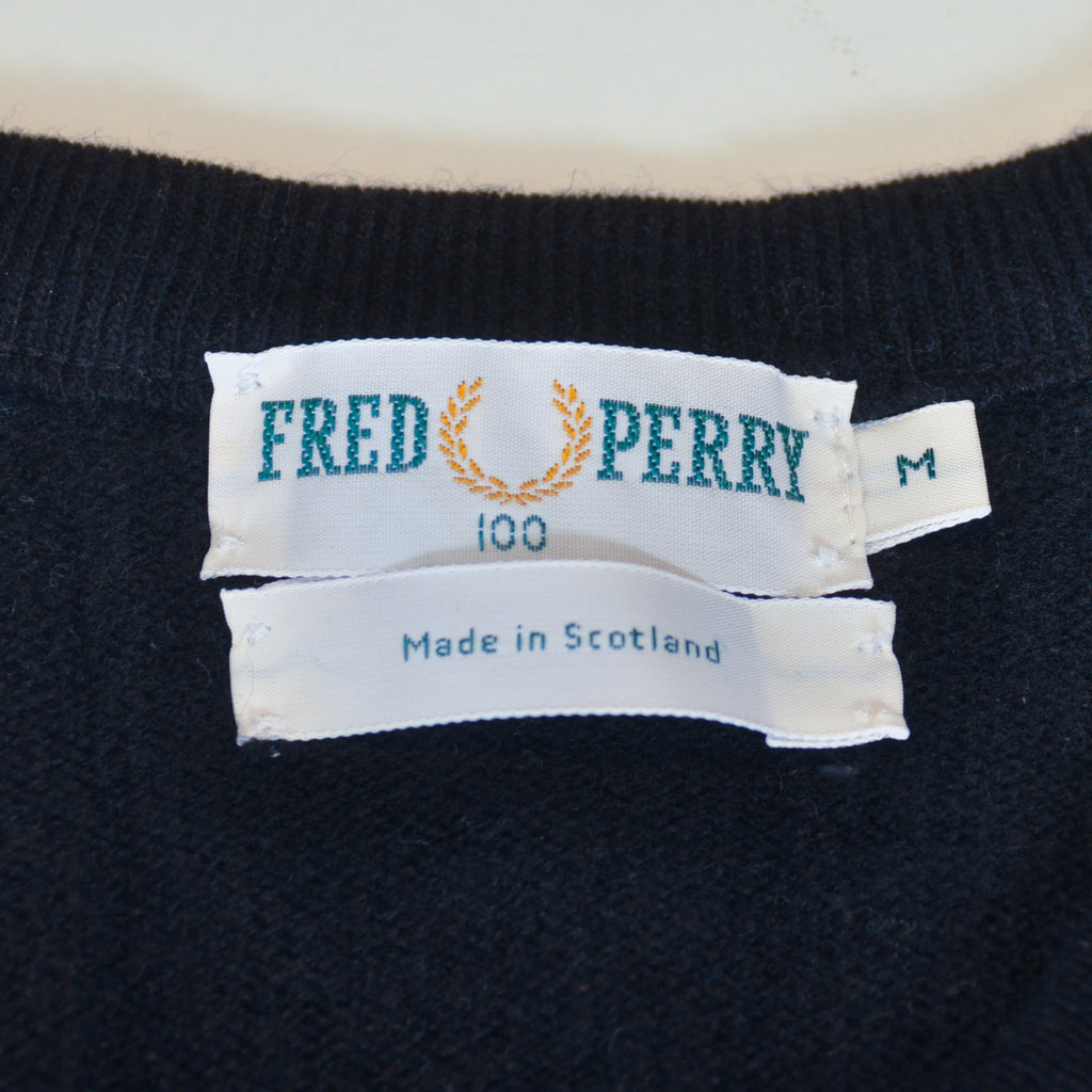 Fred Perry Black Scottish Lambswool V-Neck Sweater