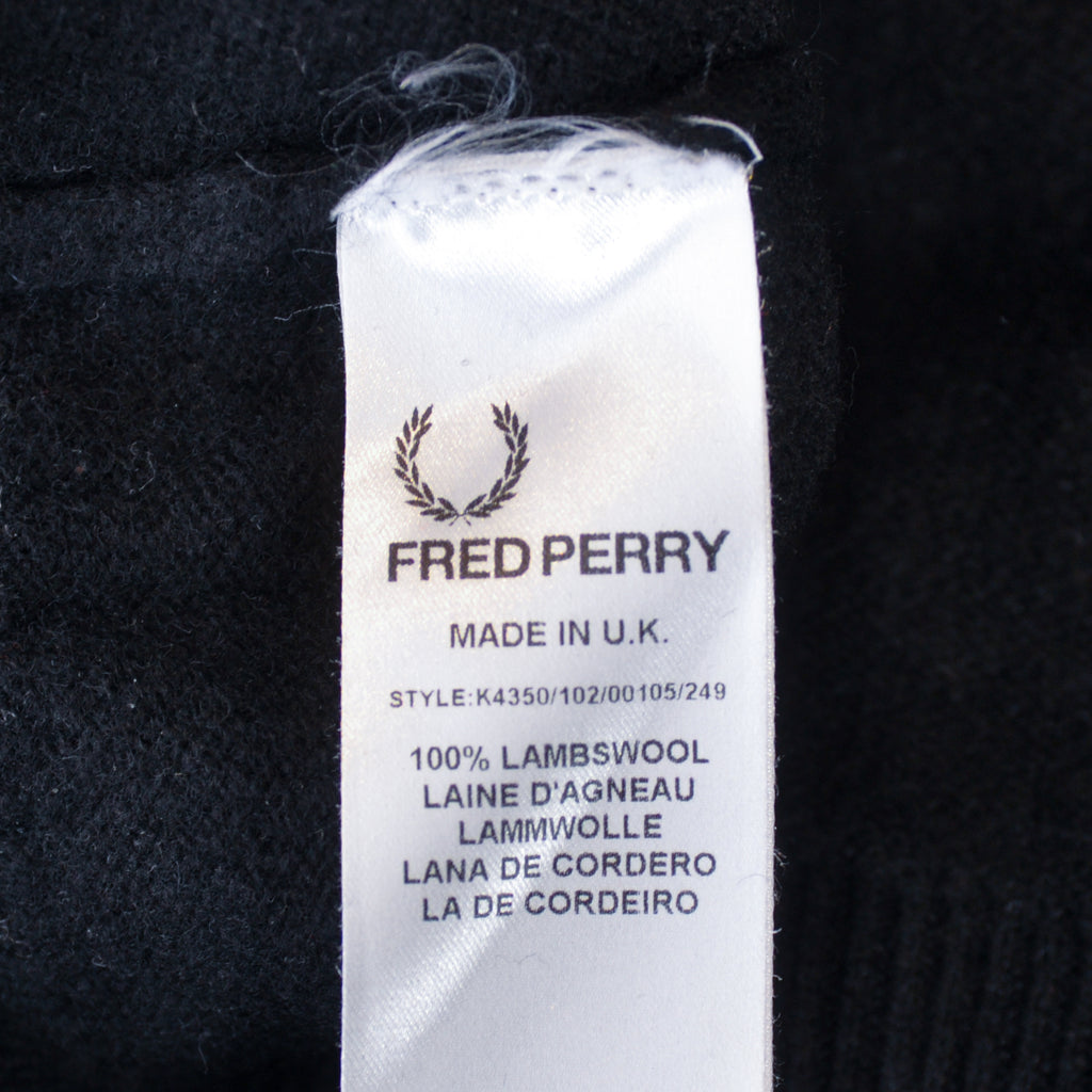 Fred Perry Black Scottish Lambswool V-Neck Sweater