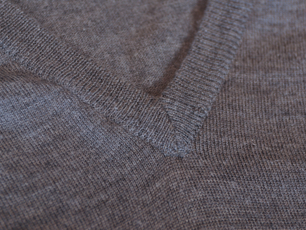 Fred Perry Grey Scottish Lambswool V-Neck Sweater