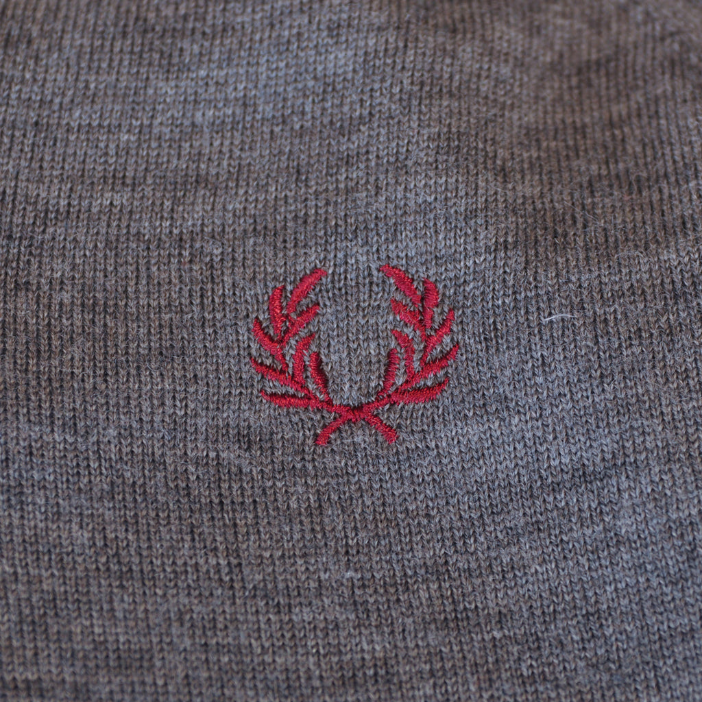 Fred Perry Grey Scottish Lambswool V-Neck Sweater