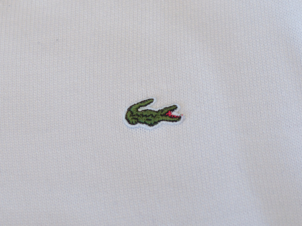 Lacoste White Cotton V-Neck Sweater