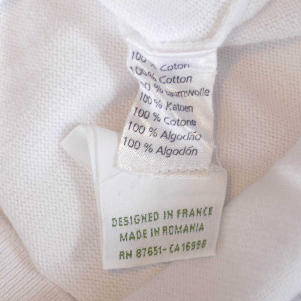 Lacoste White Cotton V-Neck Sweater