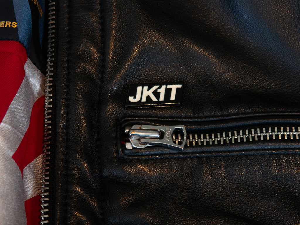 Jack1t Red and Black Sheep Leather Motorcycle Jacket
