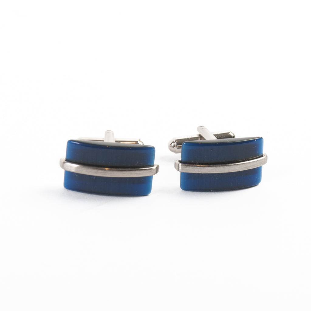 Kenneth Cole Navy Blue Glass Inlay Cufflinks